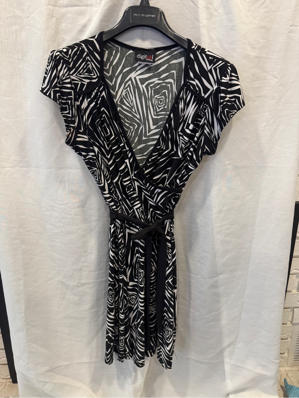 Digit!al Black & White Faux Wrap Dress